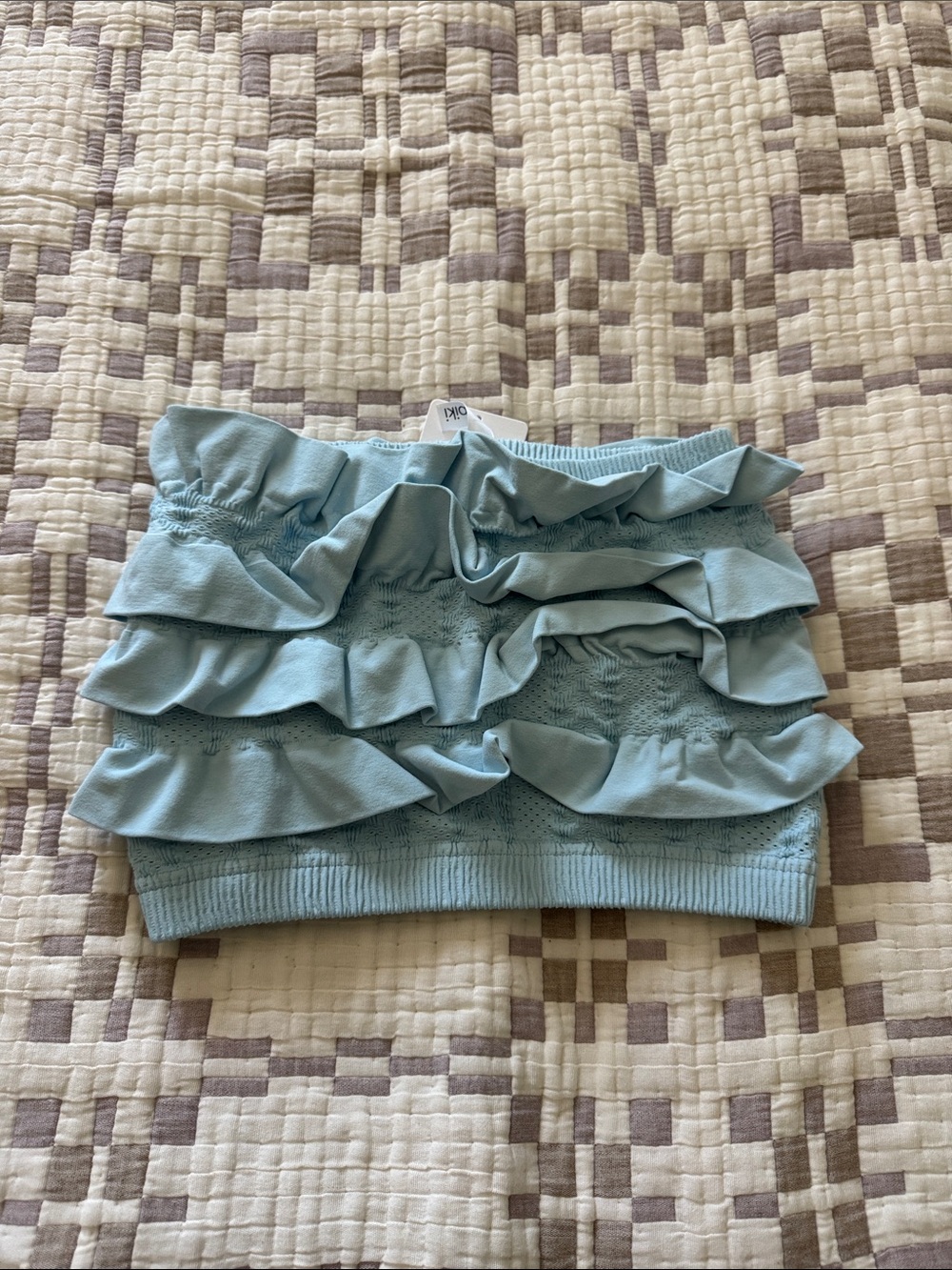Nikibiki Pastel Blue Ruffle Knit Crop Top